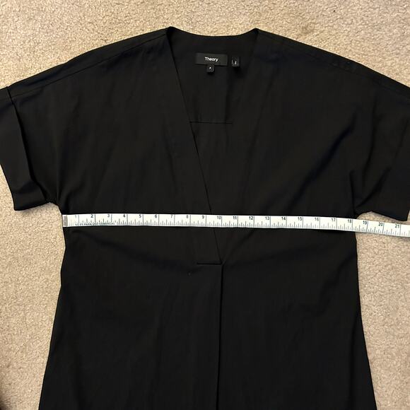 Theory Women´s Black Everyday V Shift Stretch Cotton Minimalist Dress Size P - Picture 6 of 10